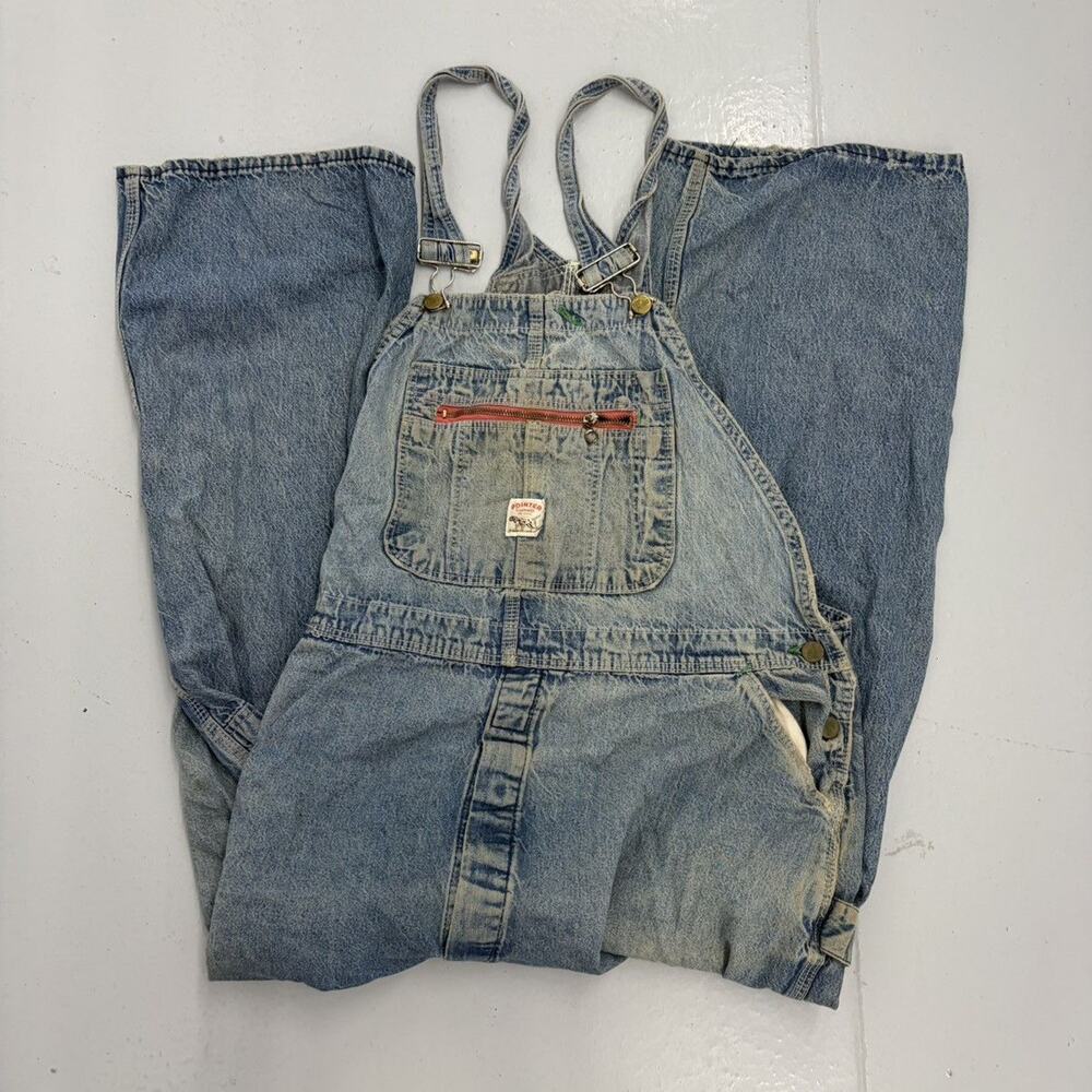 Vintage 60s Pointer Brand Distressed Denim Overalls 42x28